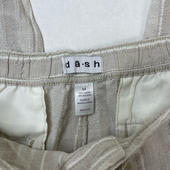 DASH Oatmeal Stripes Linen Blend Straight Leg Carpenter Utility Pants - Picture 3 of 4